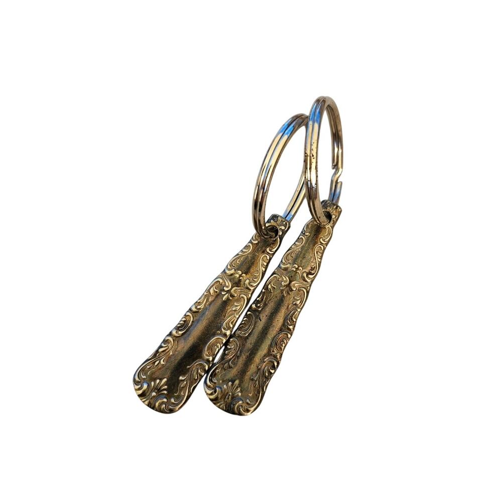 Set 2 Vintage Silver Silverware Back Key Chains Flatware Novelty